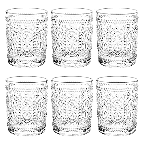Bekith 6 Pack Drinking Glasses, 9.5 oz Romantic Water Glasses Tumblers