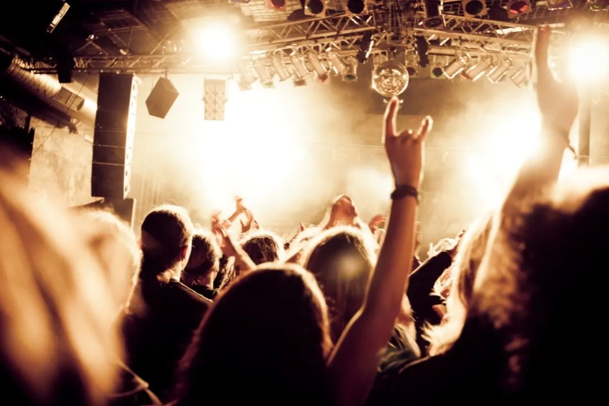 heavy metal concert as seen from the concertgoers perspective