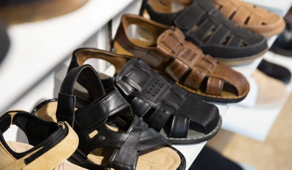 different chunky leather sandals in the store 