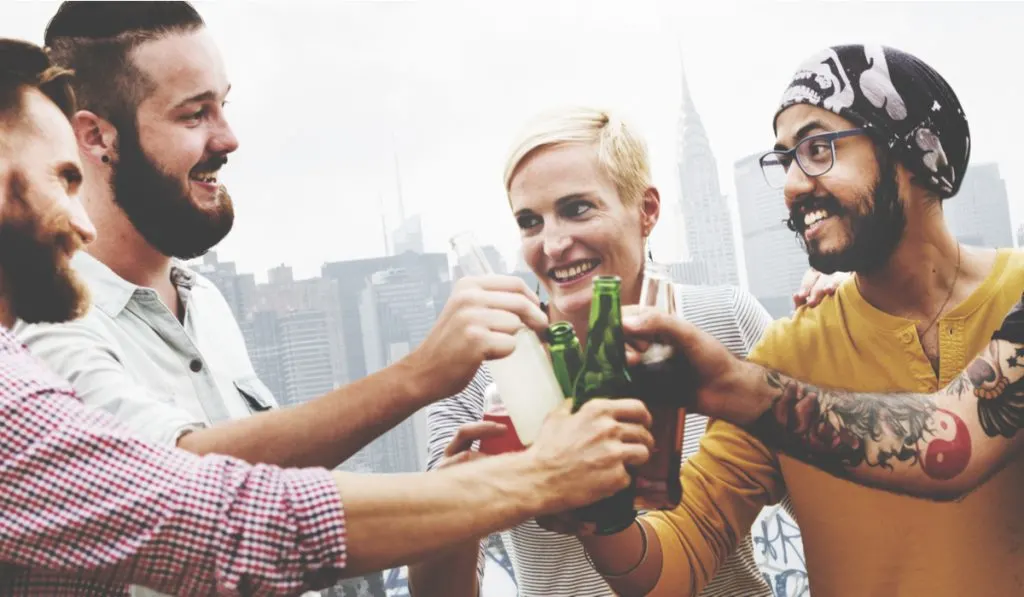 Hipster Drinking Together