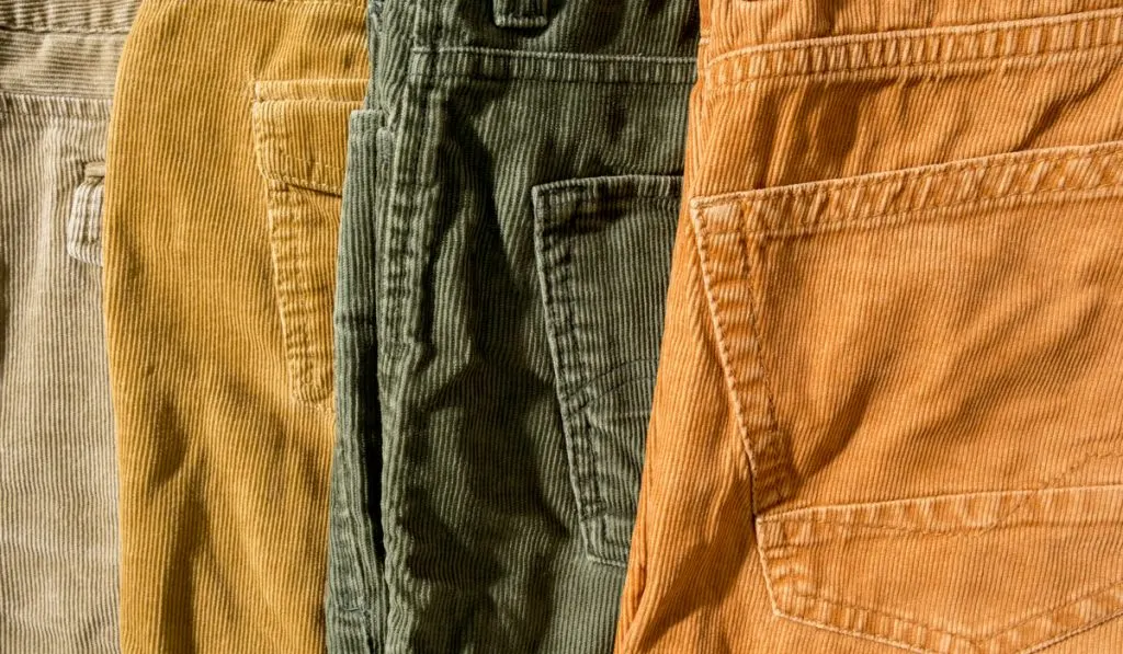 Neatly folded corduroy trousers