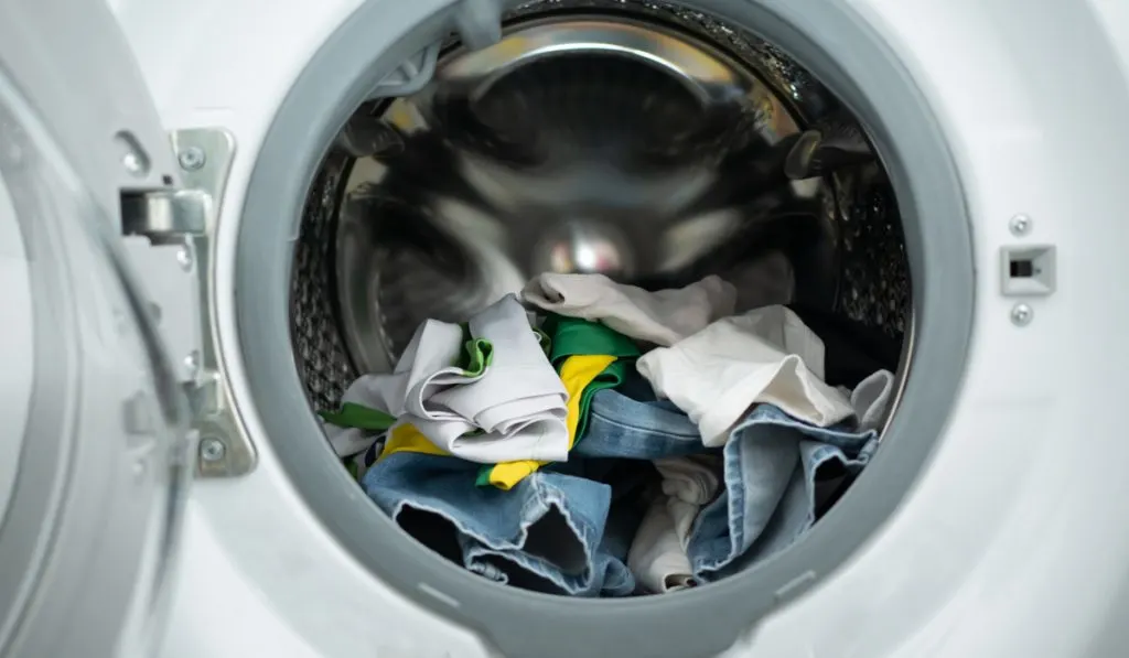 clothes in washing machine drum