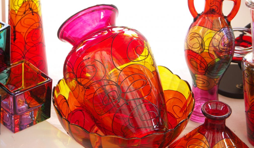red yellow fine art glass vase design